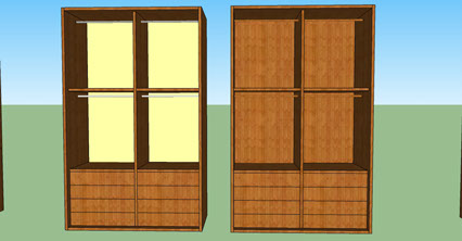 Interior de armario con cajoneras